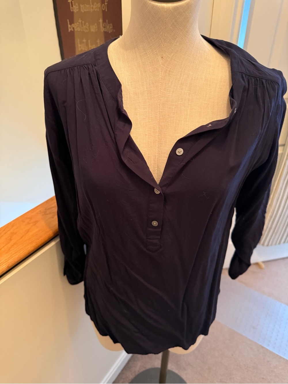 Women’s Navy Button-Front Blouse